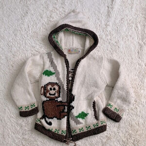 Ecuadorian clothing company half wool half cotton monkey sweater hoodie size 4